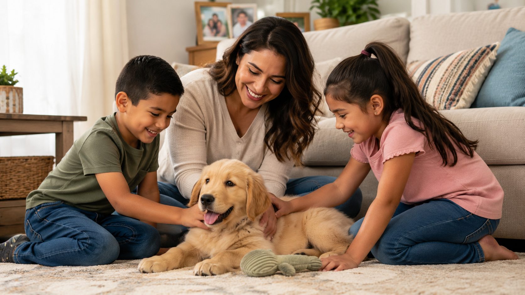 Familia feliz con su cachorro en Katy